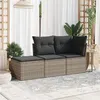 Image de Salon de jardin modulable Vidaxl resine tressee gris 3 pieces x 172 x 69 3 personnes