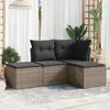 Image de Salon de jardin modulable Vidaxl resine tressee gris 4 pieces x 172 x 69 4 personnes