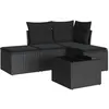 Image de Salon de jardin modulable Vidaxl resine tressee noir 5 pieces x 172 x 69 4 personnes