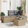 Image de Salon de jardin modulable Vidaxl resine tressee beige 5 pieces x 172 x 69 4 personnes