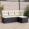 Image de vidaXL Salon de jardin 4 pcs avec coussins noir résine tressée 3249335