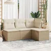 Image de Salon de jardin modulable Vidaxl resine tressee beige 4 pieces 117 x 55 x 69 4 personnes