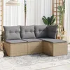 Image de 4 personnes Vidaxl resine tressee 4 pieces beige salon de jardin modulable