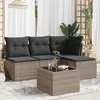 Image de Salon de jardin modulable VIDAXL resine tressee gris 5 pieces x 172 x 69 4 personnes