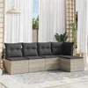 Image de Salon de jardin modulable Vidaxl resine tressee gris 5 pieces x 227 x 69