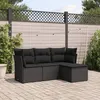 Image de Salon de jardin modulable Vidaxl resine tressee noir 4 pieces x 179 x 69 4 personnes