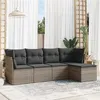 Image de Salon de jardin modulable Vidaxl resine tressee gris 5 pieces x 234 x 69 5 personnes