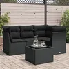 Image de vidaXL 5-delige Loungeset met kussens poly rattan zwart3249424