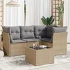 Image de Salon de jardin modulable Vidaxl rotin beige 5 pieces x 179 x 69