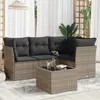 Image de Salon de jardin modulable Vidaxl resine tressee gris 5 pieces x 179 x 69 4 personnes