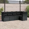 Image de vidaXL Salon de jardin 5 pcs avec coussins noir résine tressée 3249434