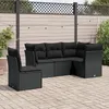Image de vidaXL Salon de jardin 5 pcs avec coussins noir résine tressée 3249474