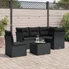 Image de vidaXL Salon de jardin 6 pcs avec coussins noir résine tressée 3249484