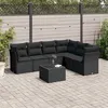 Image de vidaXL 7-delige Loungeset met kussens poly rattan zwart3249524