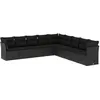 Image de Salon de jardin vidaXL 9 pcs avec coussins noir résine tressée