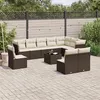 Image de Salon de jardin modulable Vidaxl rotin marron 11 pieces x 110 x 69 10 personnes