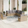 Image de vidaXL Salon de jardin 11 pcs avec coussins beige résine tressée 3249658