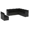 Image de Salon de jardin vidaXL 9 pcs avec coussins noir en noir résine tressée sans table