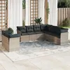 Image de Salon de jardin modulable Vidaxl resine tressee gris 9 pieces x 124 x 69