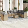 Image de Salon de jardin modulable VIDAXL resine tressee beige 10 pieces x 124 x 69 9 personnes