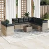 Image de Salon de jardin modulable Vidaxl resine tressee gris 10 pieces x 124 x 69