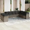 Image de Salon de jardin modulable Vidaxl resine tressee gris 10 pieces x 124 x 69 10 personnes