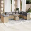 Image de Salon de jardin modulable VIDAXL resine tressee beige 11 pieces x 124 x 69 10 personnes