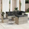 Image de Salon de jardin modulable Vidaxl resine tressee gris 9 pieces 55.0 x 55 x 37