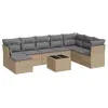 Image de Salon de jardin vidaXL avec coussins 9 pcs beige résine tressée avec table