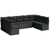 Image de Salon de jardin vidaXL 9 pcs avec coussins noir résine tressée