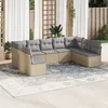 Image de vidaXL Salon de jardin avec coussins 9 pcs beige résine tressée 3249908