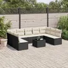 Image de vidaXL Salon de Jardin avec Coussins 10 pcs, Canapés de Terrasse, Ensemble de Meubles de Patio, Mobilier d'Extérieur, Noir 3249915