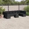 Image de Salon de jardin modulable Vidaxl resine tressee noir 11 pieces 55.0 x 55 x 37 10 personnes
