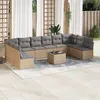 Image de Salon de jardin modulable Vidaxl resine tressee beige 10 personnes 55.0 x 55 x 37 cm 11 pieces