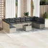 Image de Salon de jardin modulable Vidaxl resine tressee gris 11 pieces 55.0 x 55 x 37