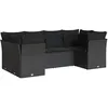 Image de Salon de jardin vidaXL 6 pcs avec coussins noir tressée