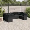 Image de vidaXL 9-delige Loungeset met kussens poly rattan zwart3249964