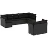 Image de Salon de jardin vidaXL 9 pcs avec coussins noir résine tressée sans table