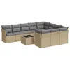 Image de Salon de jardin vidaXL 11 pcs avec coussins beigeet gris avec table tressée