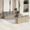 Image de vidaXL Salon de jardin avec coussins 10 pcs beige résine tressée 3250128