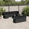 Image de vidaXL Salon de jardin 11 pcs avec coussins noir résine tressée 3250134