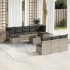 Image de vidaXL Salon de jardin 11 pcs avec coussins gris résine tressée 3250139