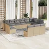 Image de vidaXL Salon de Jardin avec Coussins 14 pcs, Canapés de Patio, Ensemble de Meubles, Mobilier de Terrasse Extérieur, Beige 3223903