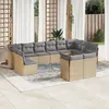 Image de vidaXL Salon de jardin avec coussins 12 pcs beige résine tressée 3250268
