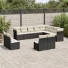 Image de vidaXL Salon de jardin 12 pcs avec coussins noir résine tressée 3250305