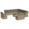 Image de Salon de jardin vidaXL avec coussins 14 pcs beige résine tressée
