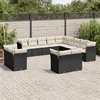 Image de vidaXL Salon de Jardin avec Coussins 13 pcs, Canapés de Terrasse, Ensemble de Meubles d'Extérieur Patio, Moderne, Noir 3218435