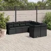 Image de vidaXL Salon de jardin 8 pcs avec coussins noir résine tressée 3250424