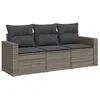 Image de Salon de jardin vidaXL 3 pièces avec coussins gris résine tressée