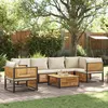 Image de vidaXL Salon de jardin avec coussins 7 pcs bois massif d'acacia, ensemble de canapés d'extérieur, canapé modulable 3214915